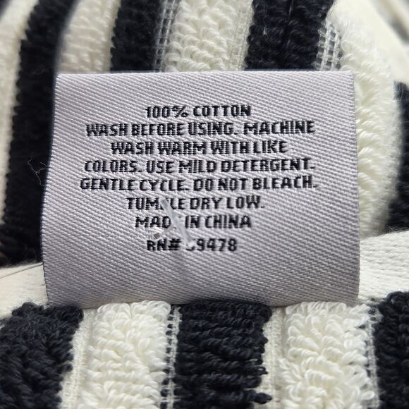 Rachel Zoe 8pc Cream And Black Striped Cotton Towel Set 2 Bath 4 Wash 2 Hand‎ - Picture 4 of 16